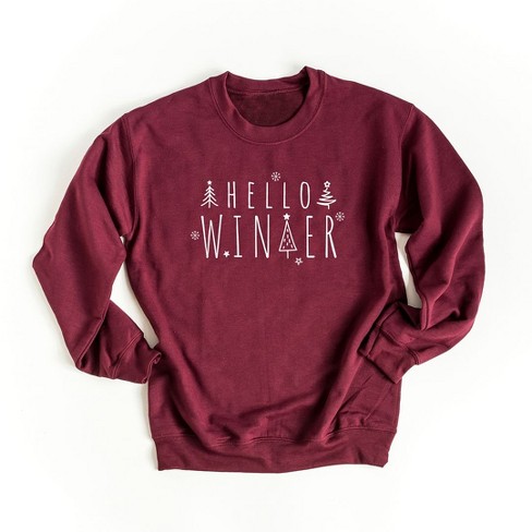 Simply Sage Market Women's Graphic Sweatshirt Hello Winter Trees - image 1 of 3