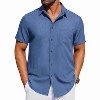 COOFANDY Men's Short Sleeve Button Down Shirt Casual Untucked Dress Shirt Stretch Denim Shirt - 2 of 4