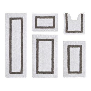 Hotel 5 PC Bath Rug 100% Premium Cotton Tufted Weave Two Tone Reversible Bathroom Rug, Super Soft Absorbent, Machine Washable Bath Mat - 1 of 4