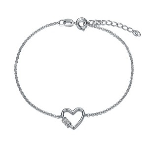 Guili Sparkling White Gold-Plated Heart Bracelet for Kids & Teens – Adjustable Fit with Dazzling Cubic Zirconia Charm - 1 of 3
