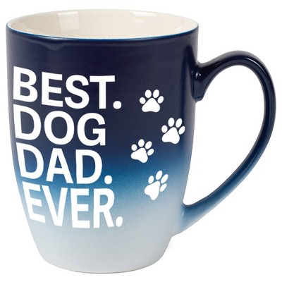Elanze Designs Best Dog Dad Ever Two Toned Ombre Matte Navy Blue and White 12 ounce Ceramic Stoneware Coffee Cup Mug