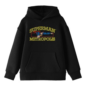 Superman Flying Superman Metropolis Youth Black Graphic Hoodie - 1 of 3