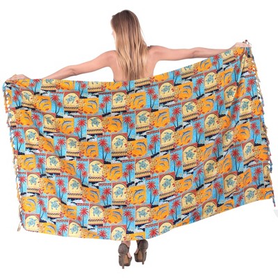 LA LEELA Women's Beachwear Summer Beach Bikini Wraps Sarong Coverups Wrap Skirt Swimsuit Swimwear Swim Cover Up for Women One Size Multi,Leaf