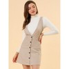Allegra K Women's V Neck Gingham Check Pinafore Overalls Suspenders Plaid Print Dress - 3 of 4