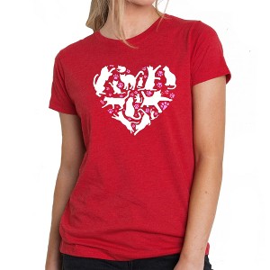 LA Pop Art Cat Heart - Women's Premium Blend Word Art T-Shirt - 1 of 4