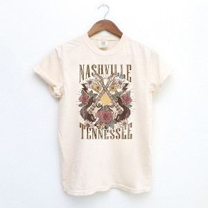Simply Sage Market Women's Nashville Retro Flowers Short Sleeve Garment Dyed Tee - 1 of 2