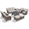 Belord Brown Wicker 9 Piece Patio Furniture Set with 5" Thick Cushions, Outdoor Patio Furniture Set with Swivel Gliding Rocker Chairs and Club Chairs - 2 of 4
