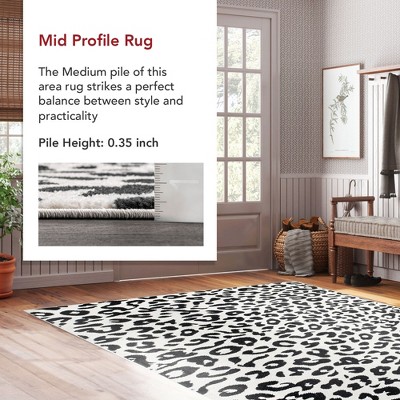 Dark Grey Tufted Leopard Print 8' x 10' Synthetic Area Rug