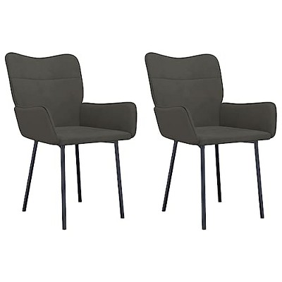 vidaXL Dining Chairs, 2 Pcs, Dark Gray Velvet