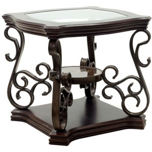 Vynxaria Marble Accent End Tables - Glass Top Side Table with Elegant Design (26.3"Lx26.3"Wx24"H) - 1 of 4