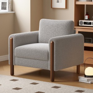 Oversized Accent Chair, Upholstered Living Room Chairs Single Sofa Chair with Walnut Legs, Curved handrail, Green - 1 of 4