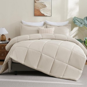 BAGOKIE 2/3 Pieces Comforter Set Box Stitched Bed Set for All Seasons - 1 of 4