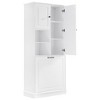 Gulches Tall Storage Cabinet with Adjustable Shelves & Large Flip-Out Basket, White MDF Cabinet with Aluminum Handles for Bathroom - 2 of 4