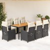 vidaXL Patio Dining Set with Cushions Poly Rattan - Black and Cream 74.8" Table Length 8-Piece - 2 of 4