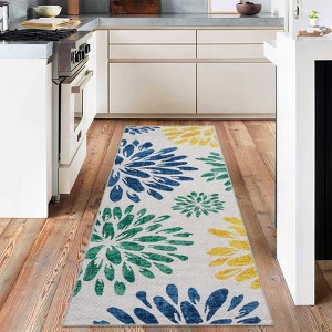 Area Rug Non-Slip Floral Washable Living Room Throw Small Stain Resistant Rugs - 1 of 4