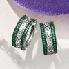Ross-Simons 0.60 ct. t.w. Emerald Milgrain Hoop Earrings in Sterling Silver - 3 of 4