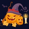 Junior's Design By Humans Halloween Witch Pumpkins With Bats By VectorVillain T-Shirt - 2 of 3