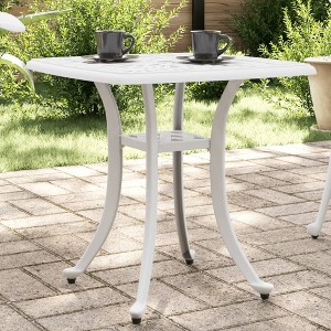 vidaXL Patio Table White 20.9"x20.9"x20.9" Cast Aluminum - 1 of 4