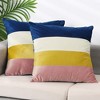 Unique Bargains Home Bedroom Indoor Outdoor Contrast Color Striped Velvet Throw Pillow Covers 2 Pcs - 2 of 4