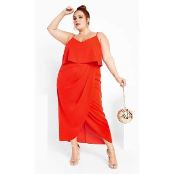 Women's Plus Size Overlay Dress - orange | CITY CHIC