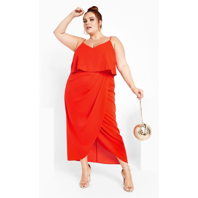 Women's Plus Size Overlay Dress - orange | CITY CHIC, 1 of 6