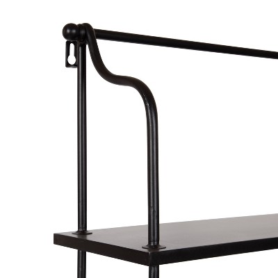 Walters 32'' Modern Black Wood and Metal 3-Tier Wall Shelf