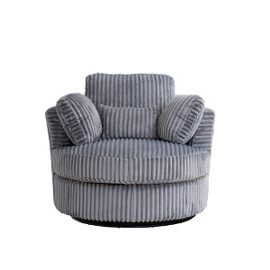 Dolonm 360° Swivel Accent Chair: Plush Corduroy, 400lb Capacity, Reversible Cushions & 4 Pillows for Living Room - 1 of 4