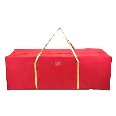 Simplify 9.5ft Tree Storage Bag: Red Polyester, Built-In Handles, Zipper Closure, Folds Flat