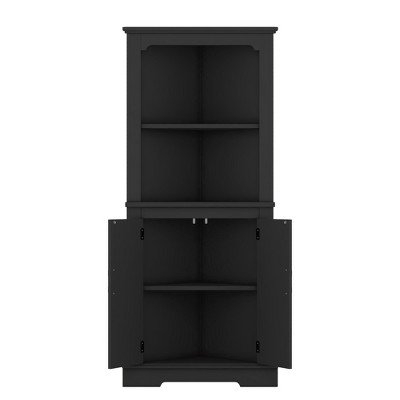 Chery Life 69'' in Tall Corner Cabinet with Doors for living room, bathroom,Dining Room or Kitchen, Black