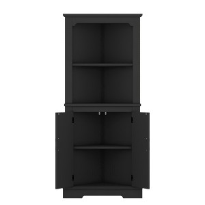 Chery Life 69'' in Tall Corner Cabinet with Doors for living room, bathroom,Dining Room or Kitchen, Black - 1 of 4