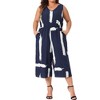 Agnes Orinda Women's Plus Size Wrap V Neck Sleeveless Tie Waist with Pockets Wide Leg Jumpsuits - 2 of 4