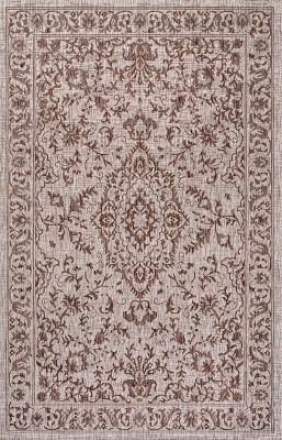 Ivory and Brown Medallion 8' x 10' Synthetic Rug