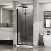 VYNXARIA 34"x 72" Bifold Frameless Glass Shower Door Combo w/ White Acrylic Shower Base, 1/4 inch Tempered Clear Glass in Black Aluminum Finish - 2 of 4