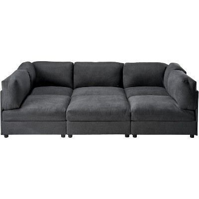 AMERLIFE U-Shaped Modular Sectional Sofa with Ottoman, Oversized Couch for Living Room