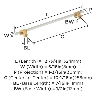Champagne Bronze and White 10-1/16" Modern Bar Pull