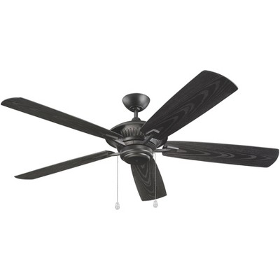 60" Monte Carlo Cyclone Matte Black Pull Chain Ceiling Fan