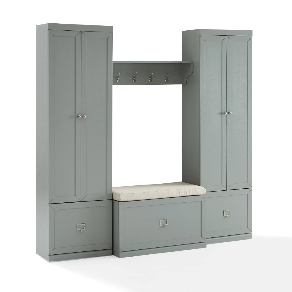 Photos - Chair Crosley 4pc Harper Entryway Set with Bench, Shelf and 2 Pantry Closets Gray/Cream 