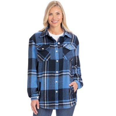 Collections Etc Ladies Flannel Button Front Shirt Jacket