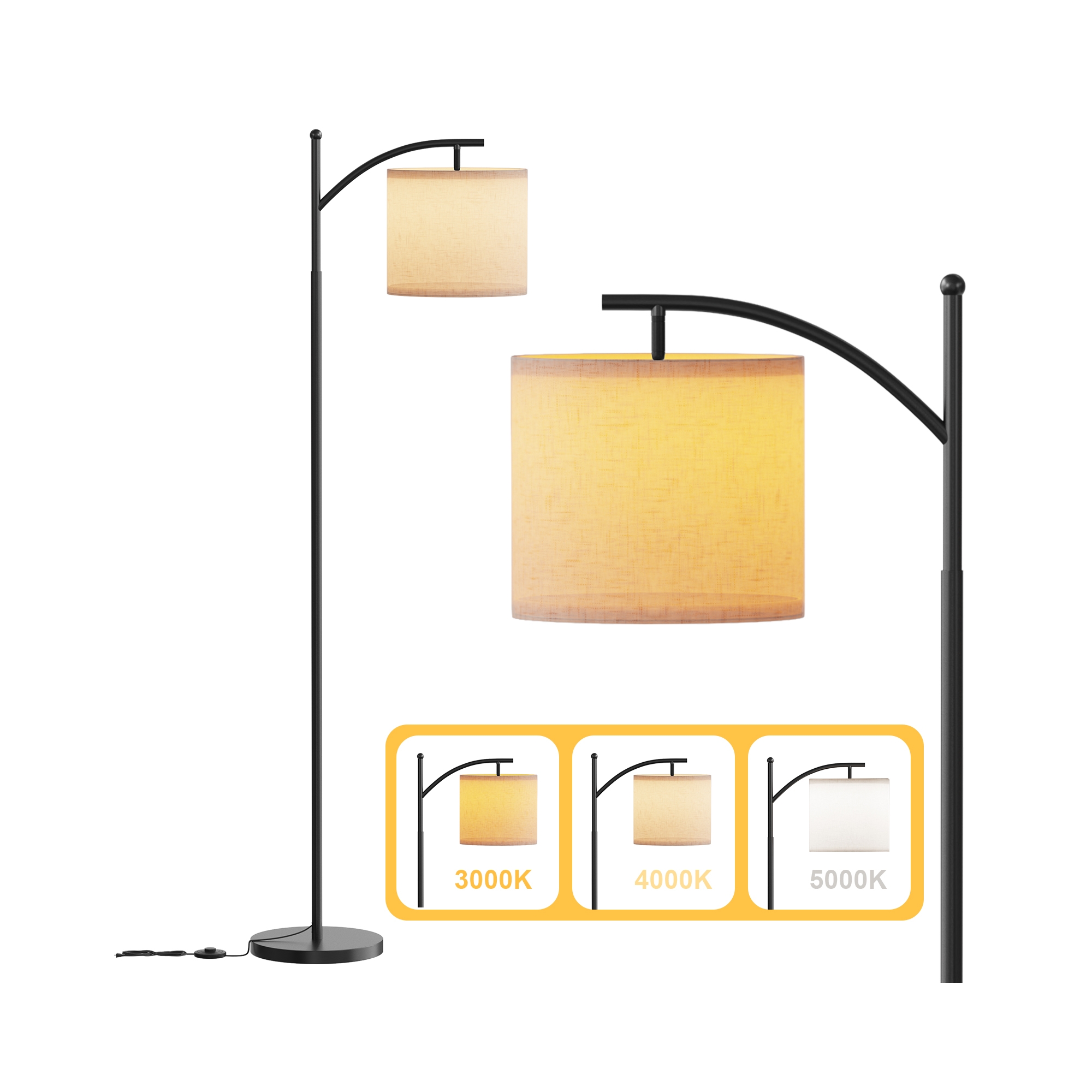 SUGIFT Floor Lamp for Living Room with 3 Color Temperatures LED Bulb, Standing Lamp Tall Industrial Floor Lamp