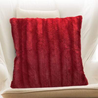 Maroon Faux Fur Decorative Throw Pillow Cover