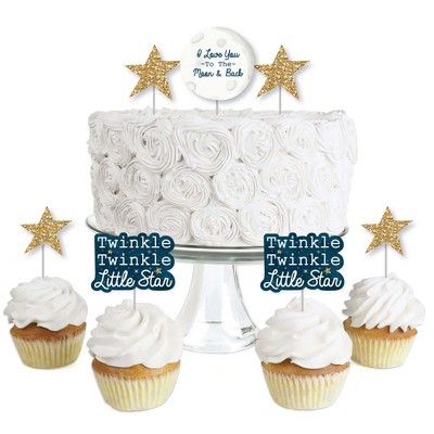 Big Dot of Happiness Twinkle Twinkle Little Star - Dessert Cupcake Toppers - Baby Shower or Birthday Party Clear Treat Picks - Set of 24