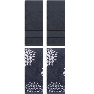 REGALWOVEN 4 Pcs Bathroom Decorative Cotton Soft Absorbent Sold Striped Hand Towel 14" x 30" - 1 of 4