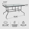 Four Seasons Courtyard Sunny Isles 60 x 38" Outdoor Patio Bistro Dining Table Backyard Rectangular Furniture with Tempered Glass Tabletop, Black - 2 of 4