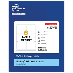 Avery UltraDuty GHS Labels, Waterproof, 3-1/3 X 4 Inch Rectangle Printable Labels, for Use with Laser Printers - 1 of 4