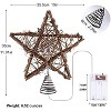 Aoibox Rattan Star Christmas Tree Topper 1 pack Rustic Farmhouse Style 10 inch x 11.81 inch with 50 Warm LED Lights Indoor Decor - 4 of 4