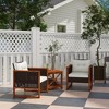Outsunny 3 Pieces Patio Bistro Set with Cushions, PE Wicker & Wooden Patio Furniture Outdoor for Porch, Backyard, Garden, Brown - 3 of 4