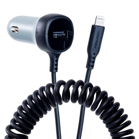 Ventev 12W USB A Car Charger With Attached 15W Apple Lightning Cord For iPhone 14 & Earlier - image 1 of 4