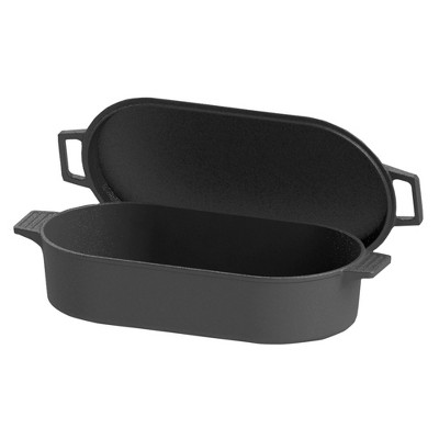 Bayou Classic Black Cast Iron 6-Quart Oval Fryer with Lid