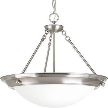 Progress Lighting Eclipse 4-Light Pendant, Brushed Nickel, Satin White Glass Shade, 27.38" Width, 24" Height, Dry Rated