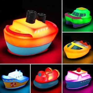 6-Pack Light-Up Boat Bath Toys, Color-Changing Floating Set for Bathtub and Pool - 1 of 4